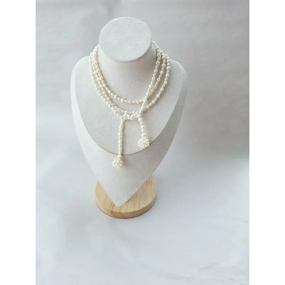 Natural‎ White Pearl Lariat Necklace Long Romantic Bridgerton fairy 58